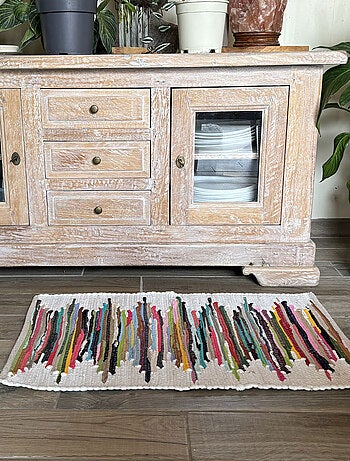 Tapis bohème en coton multicolore 80 x 50 cm