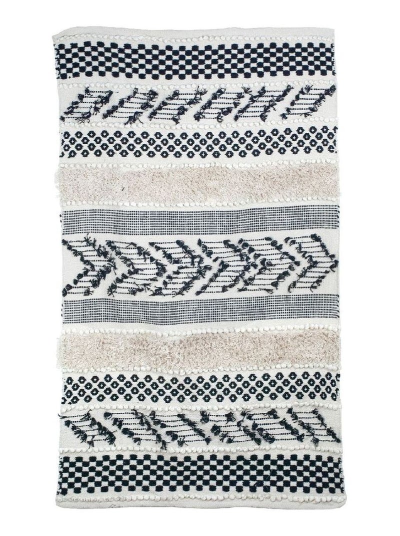Tapis bohème ethnique Blanc - Kiabi