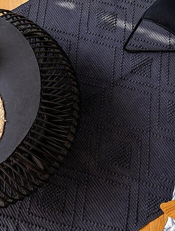 Tapis bouclette en coton Bleu fumé 'Deko&co'