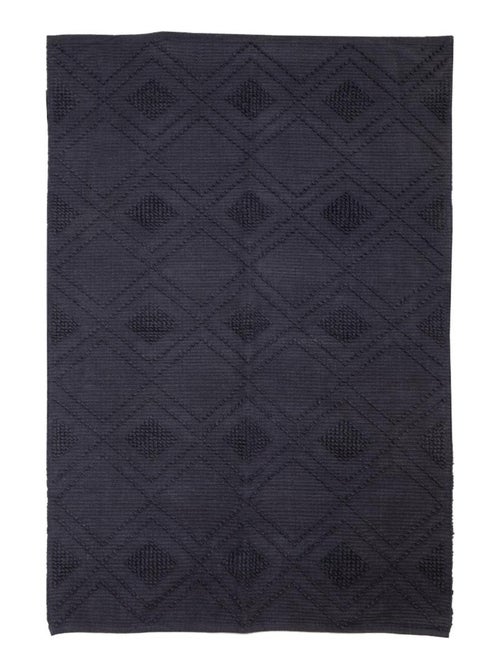 Tapis bouclette en coton Bleu fumé 'Deko&co' - Kiabi