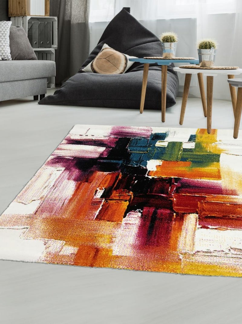 Tapis carré motif abstrait LYN8 Ecru - Kiabi