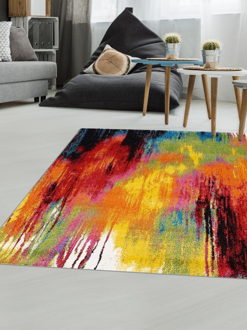 Tapis carré motif géométrique LYN8 Multicolore - Kiabi