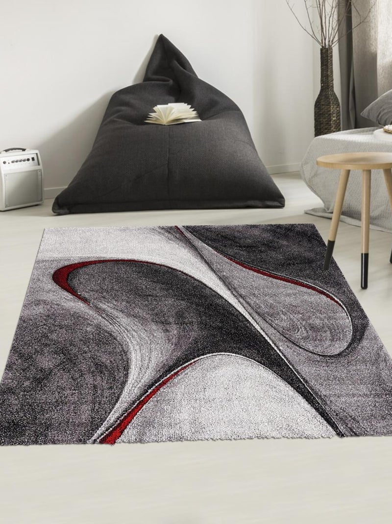 Tapis carré motif géométrique LYN8 Rouge - Kiabi
