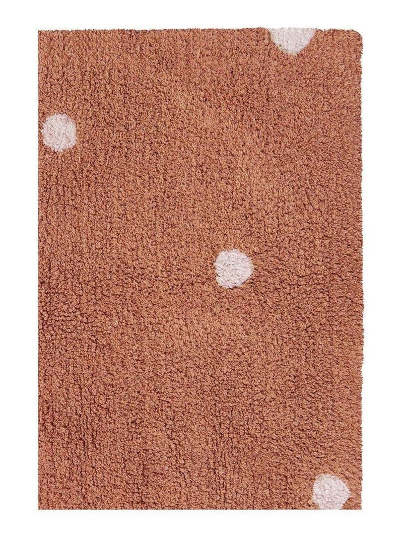 Tapis chambre d'enfant lavable en machine coton Mini Dot Marron - Kiabi