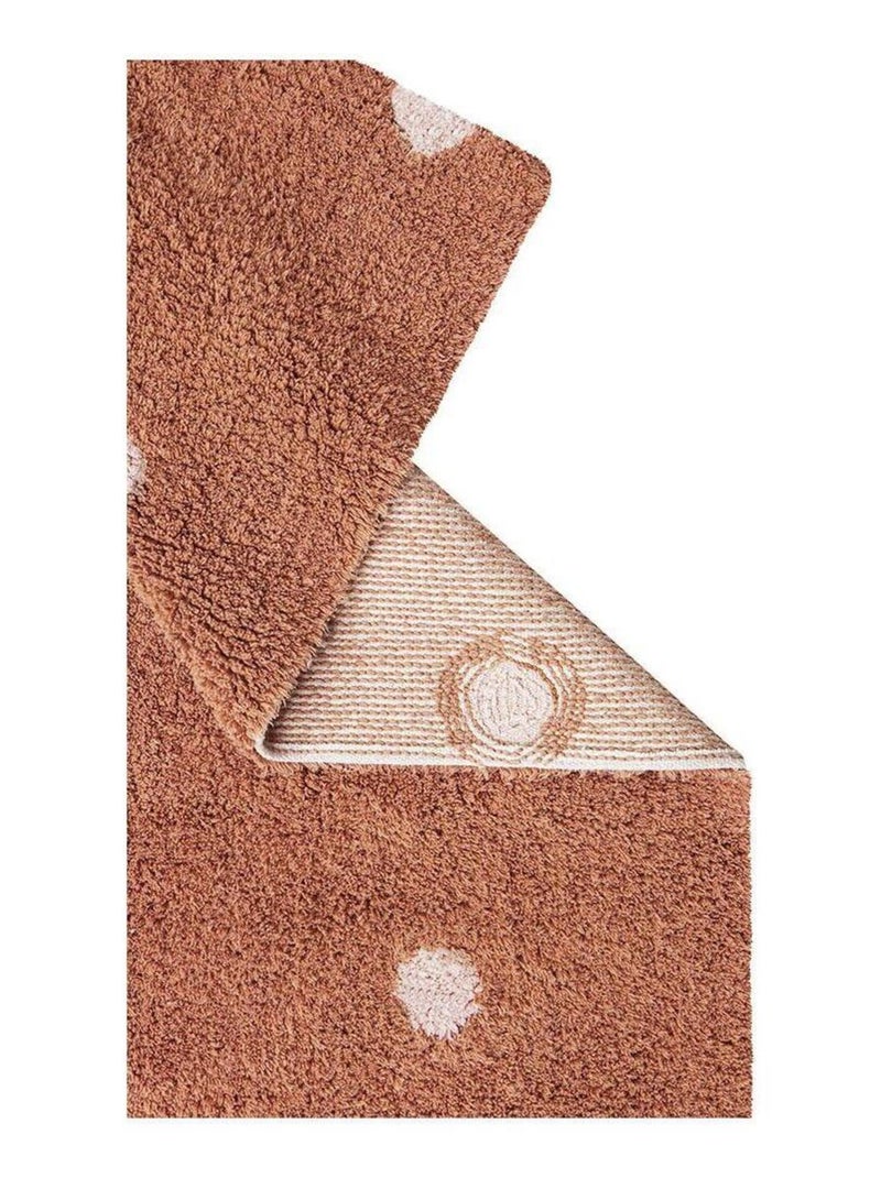 Tapis chambre d'enfant lavable en machine coton Mini Dot Marron - Kiabi