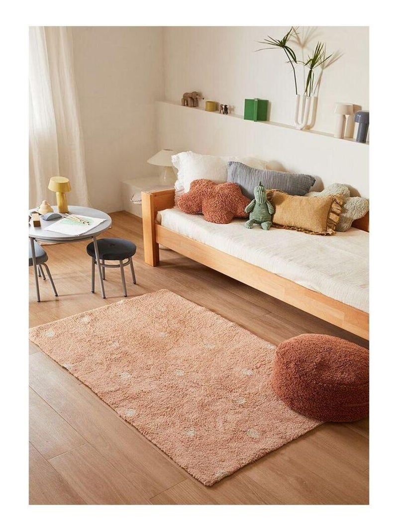 Tapis chambre d'enfant lavable en machine coton Mini Dot Noir Rose - Kiabi