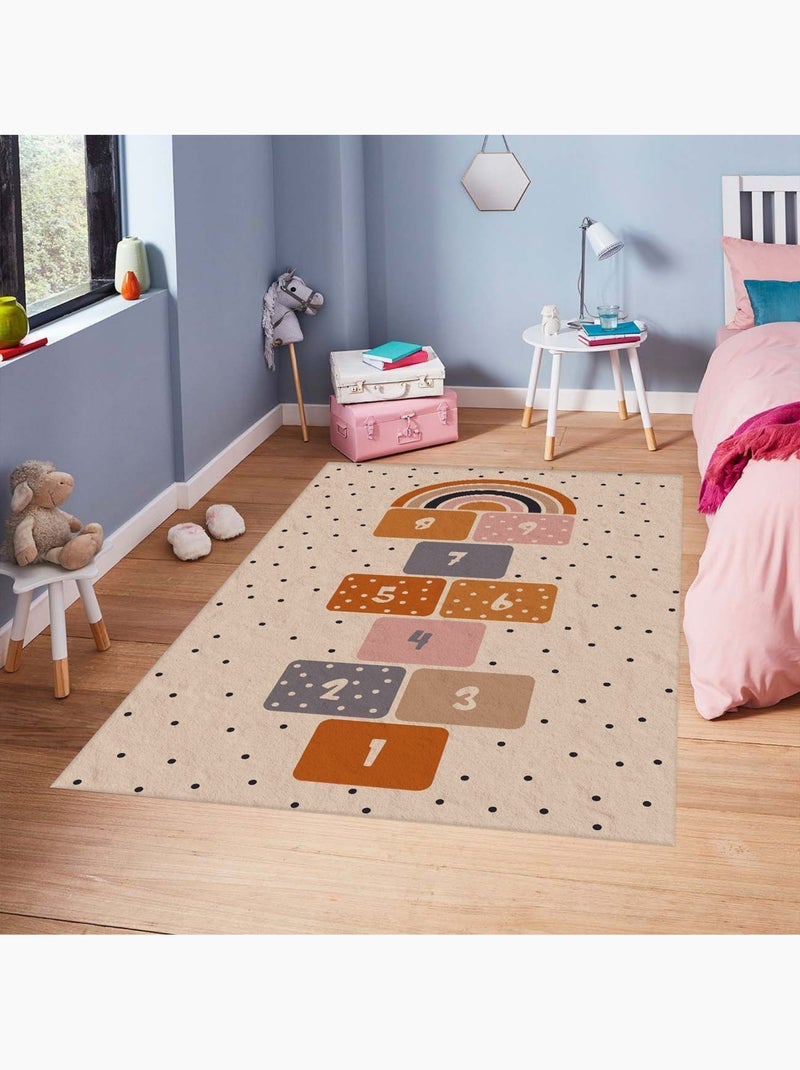 Tapis chambre enfant 100x150 cm Polyester Marelle Beige Beige - Kiabi