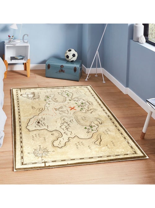 Tapis chambre enfant 120x180 cm Polyester Carte Tresor - Kiabi
