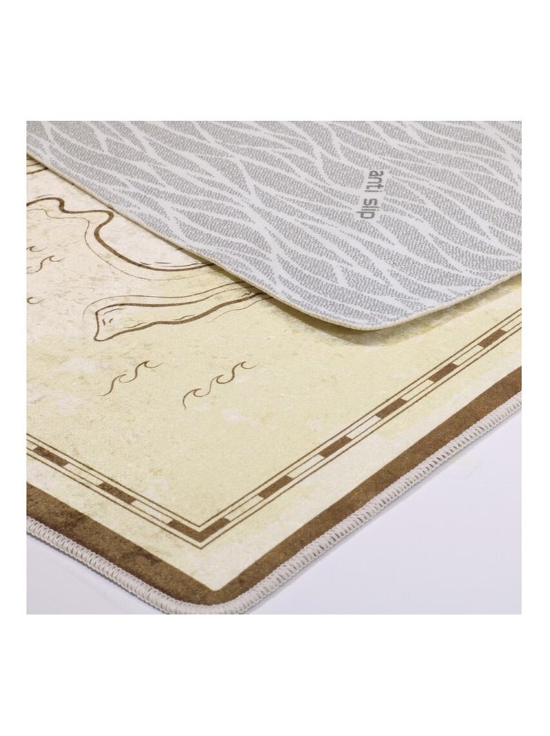 Tapis chambre enfant 80x150 cm Polyester Carte Tresor Beige - Kiabi