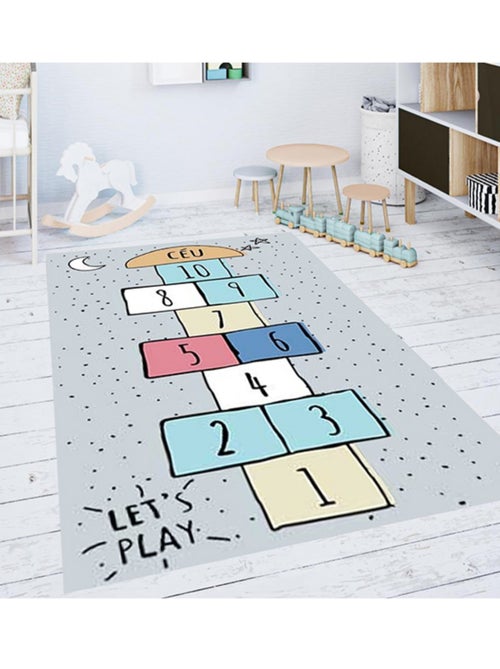 Tapis chambre enfant 80x150 cm Polyester Marelle Argenté - Kiabi Tapis chambre enfant 80x150 cm Polyester Marelle Argenté - Kiabi