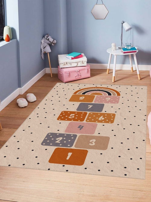 Tapis chambre enfant 80x150 cm Polyester Marelle Blanc - Kiabi