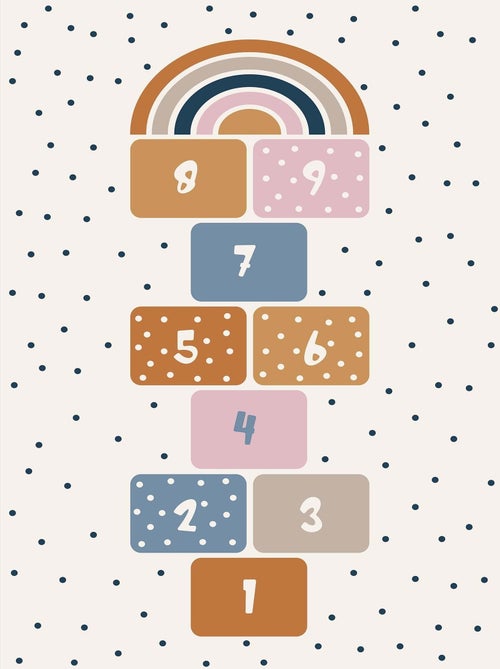 Tapis chambre enfant 80x150 cm Polyester Marelle Blanc - Kiabi