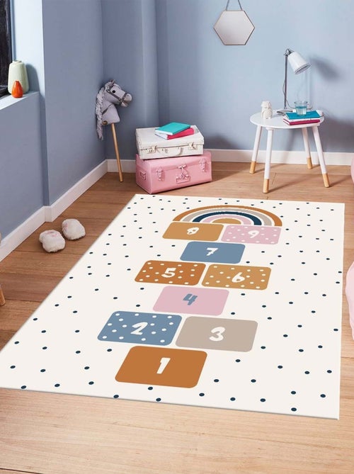Tapis chambre enfant 80x150 cm Polyester Marelle Blanc - Kiabi