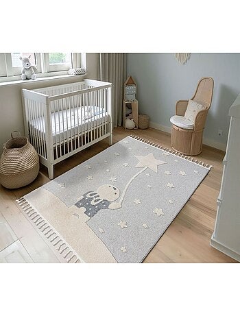 Tapis chambre enfant avec franges relief Xero