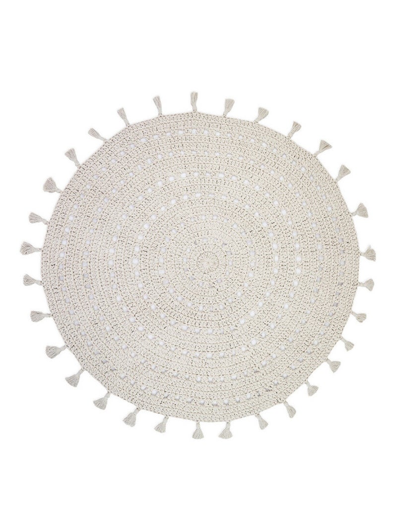 Tapis chambre enfant coton crochet Nila Beige coquille - Kiabi