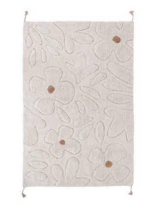 Tapis chambre enfant coton lavable motif fleurs Gentle Flora