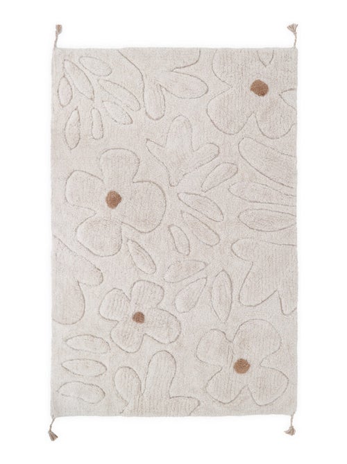 Tapis chambre enfant coton lavable motif fleurs Gentle Flora - Kiabi
