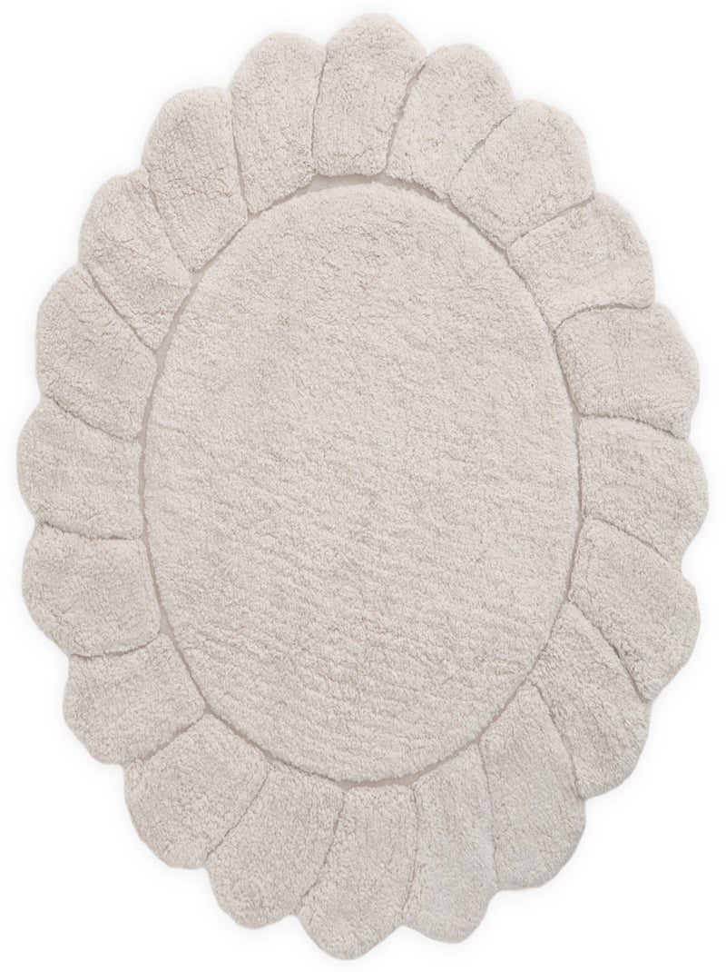 Tapis chambre enfant coton lavable rond finition pétales Gabrielle Blanc - Kiabi