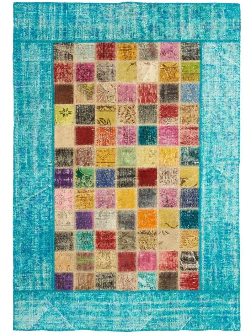 Tapis Chambre fait à la main en laine motif géométrique Multicolore - Kiabi