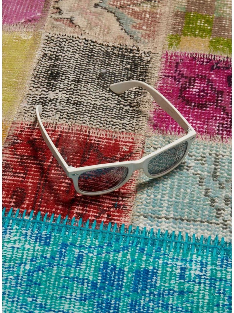 Tapis Chambre fait à la main en laine motif géométrique Multicolore - Kiabi