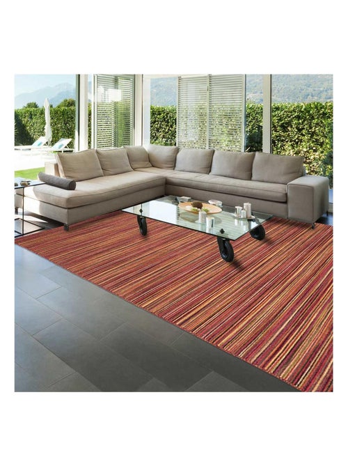Tapis Chambre fait à la main en laine motif géométrique - Kiabi