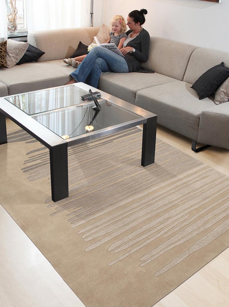 Tapis chambre fait main en acrylique NEDCRAFT Beige - Kiabi