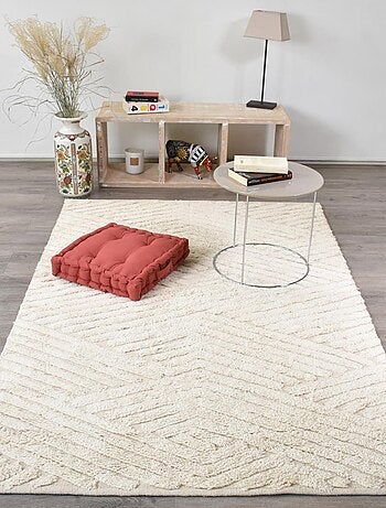 Tapis chambre fait main en coton motif faux uni COTCOLO