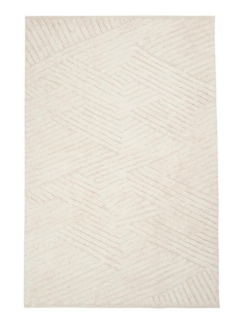 Tapis chambre fait main en coton motif faux uni COTCOLO - Kiabi