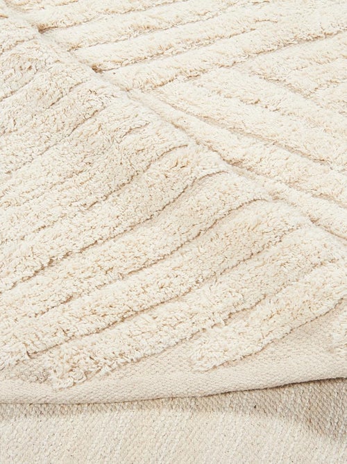Tapis chambre fait main en coton motif faux uni COTCOLO - Kiabi