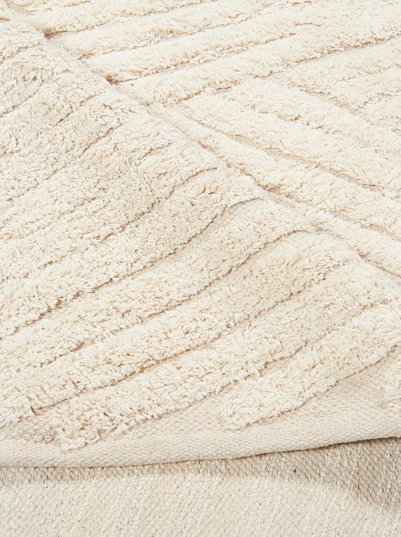 Tapis chambre fait main en coton motif faux uni COTCOLO Beige - Kiabi