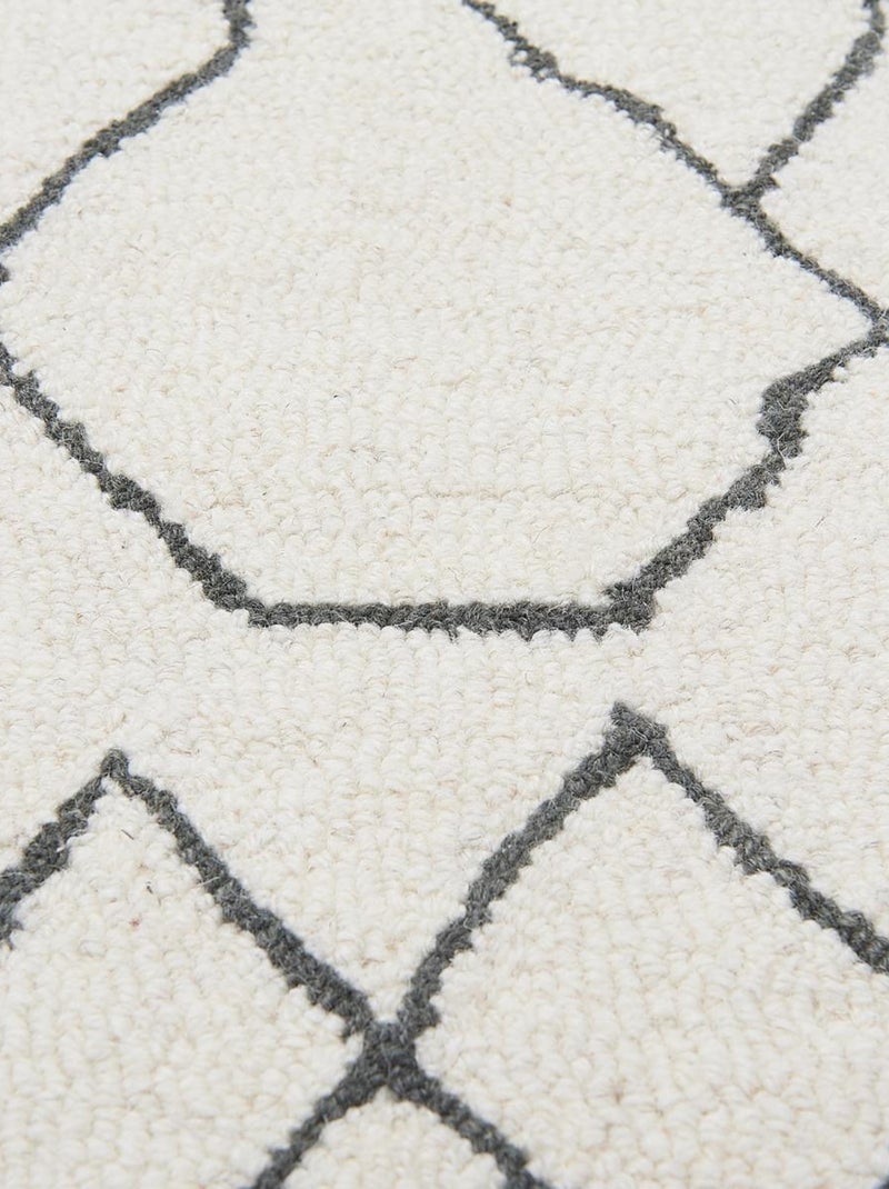 Tapis chambre fait main en laine motif faux uni BERLI Ecru - Kiabi
