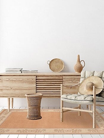 Tapis chambre fait main en laine motif floral NAPISSA 2