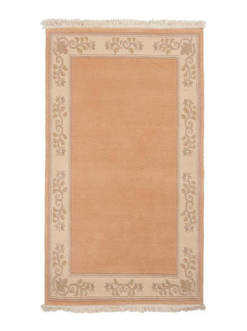 Tapis chambre fait main en laine motif floral NAPISSA 2 Beige - Kiabi