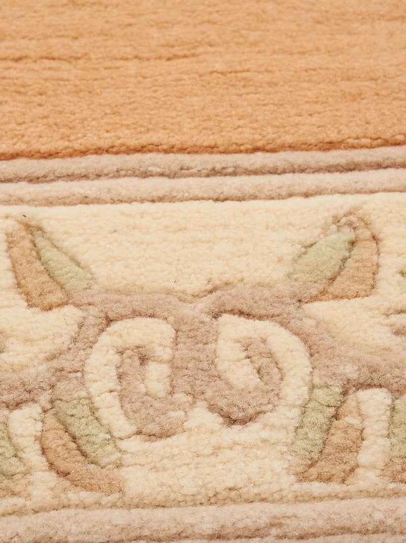 Tapis chambre fait main en laine motif floral NAPISSA 2 Beige - Kiabi