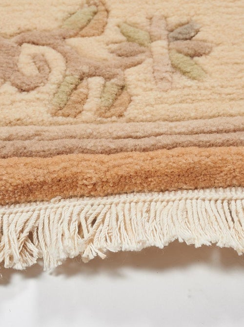 Tapis chambre fait main en laine motif floral NAPISSA 2 - Kiabi