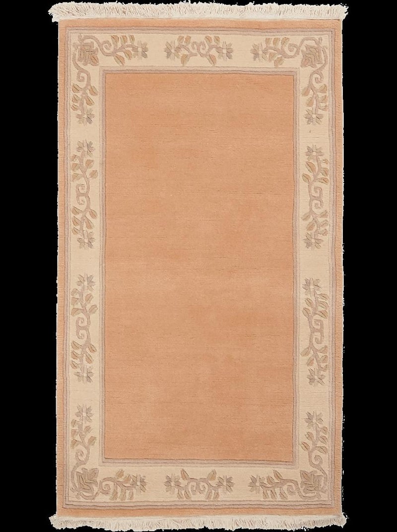 Tapis chambre fait main en laine motif floral NAPISSA 2 Beige - Kiabi