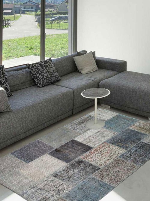 Tapis chambre fait main en laine motif traditionnel - Kiabi
