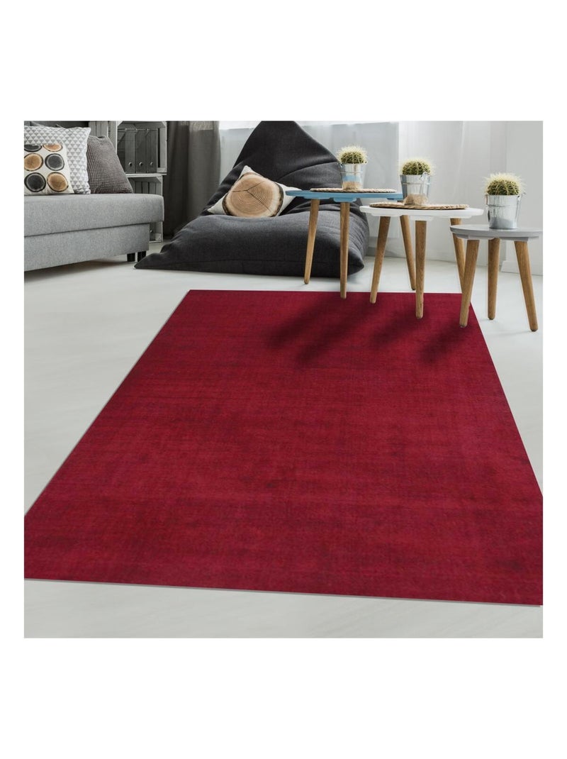 Tapis chambre fait main motif uni NEO UNI Bordeaux - Kiabi