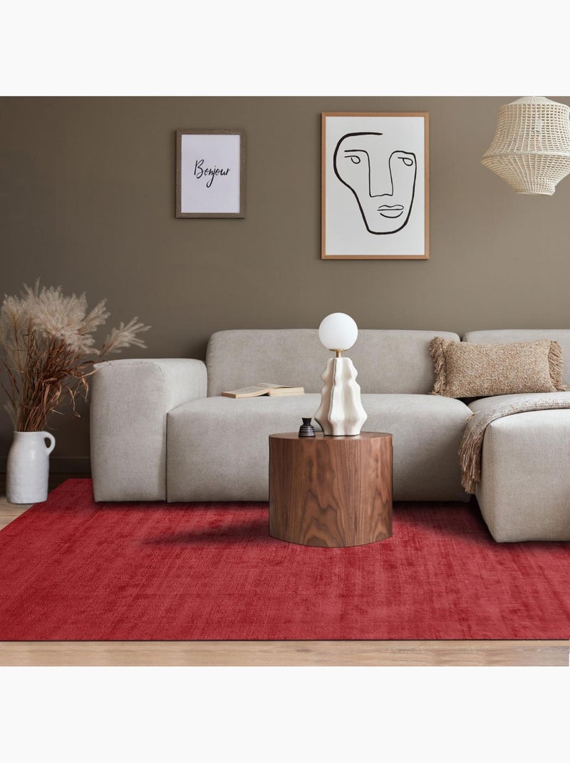 Tapis chambre fait main motif uni NEO UNI Rouge - Kiabi