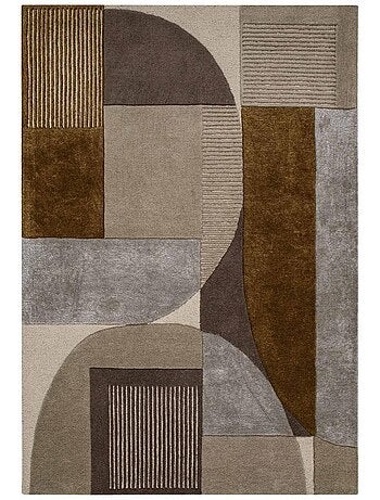 Tapis chambre gabio fait main en laine et viscose, motif contemporain