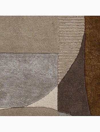 Tapis chambre gabio fait main en laine et viscose, motif contemporain