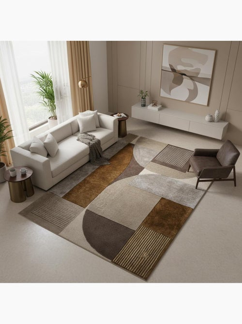 Tapis chambre gabio fait main en laine et viscose, motif contemporain - Kiabi