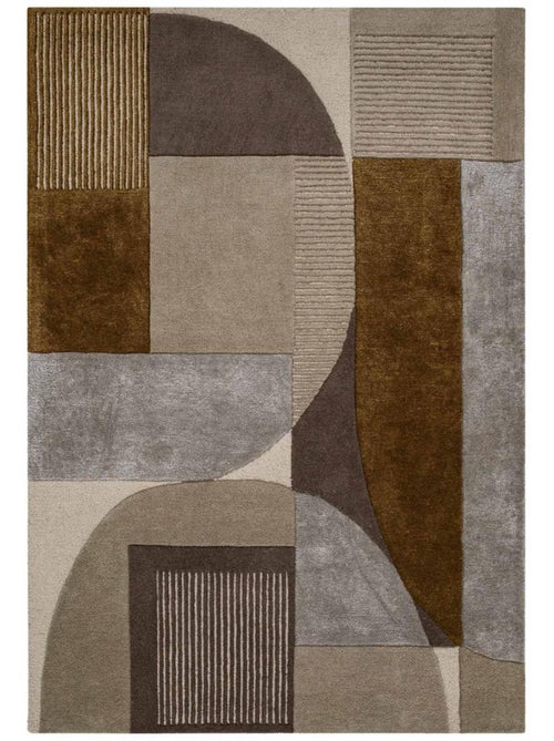 Tapis chambre gabio fait main en laine et viscose, motif contemporain - Kiabi