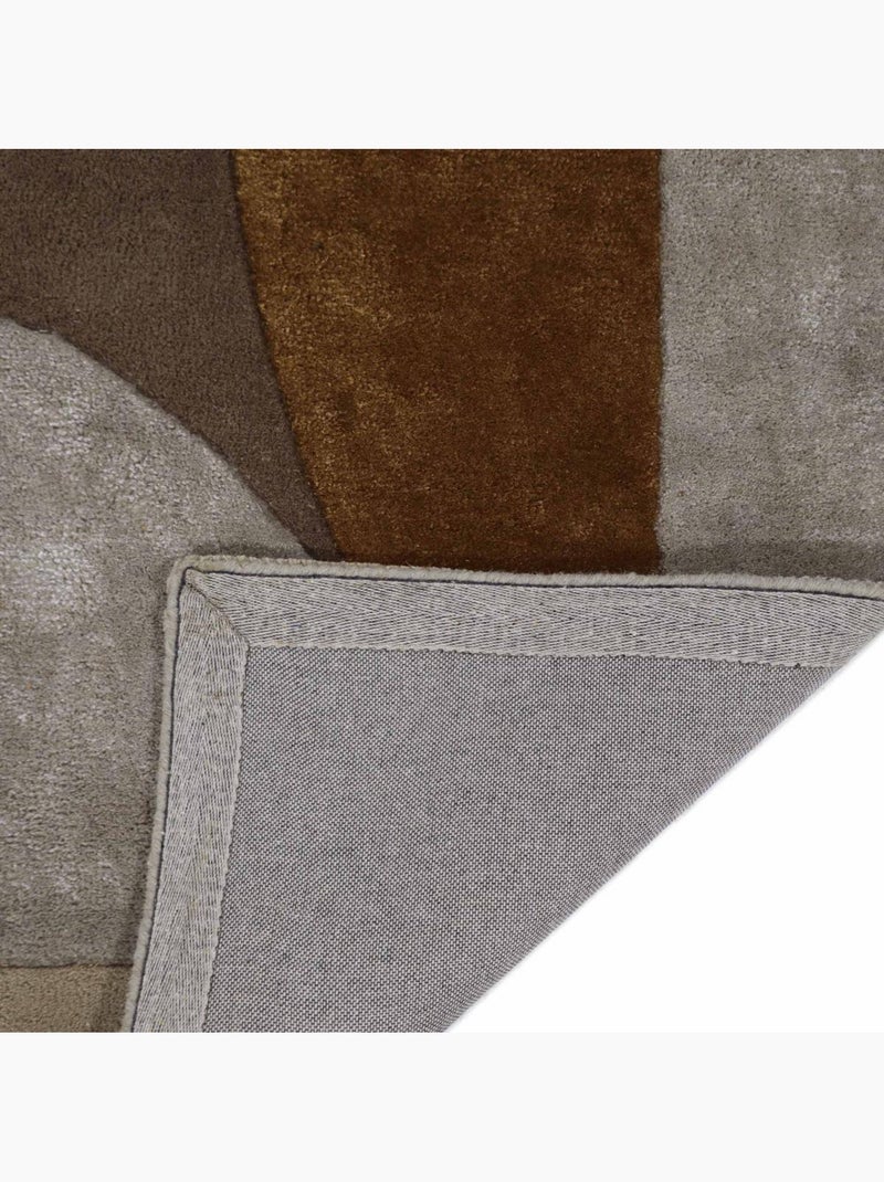 Tapis chambre gabio fait main en laine et viscose, motif contemporain Marron - Kiabi