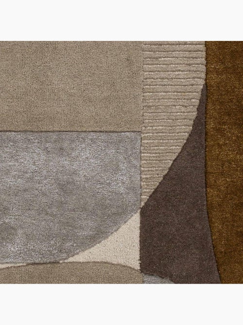 Tapis chambre gabio fait main en laine et viscose, motif contemporain - Kiabi