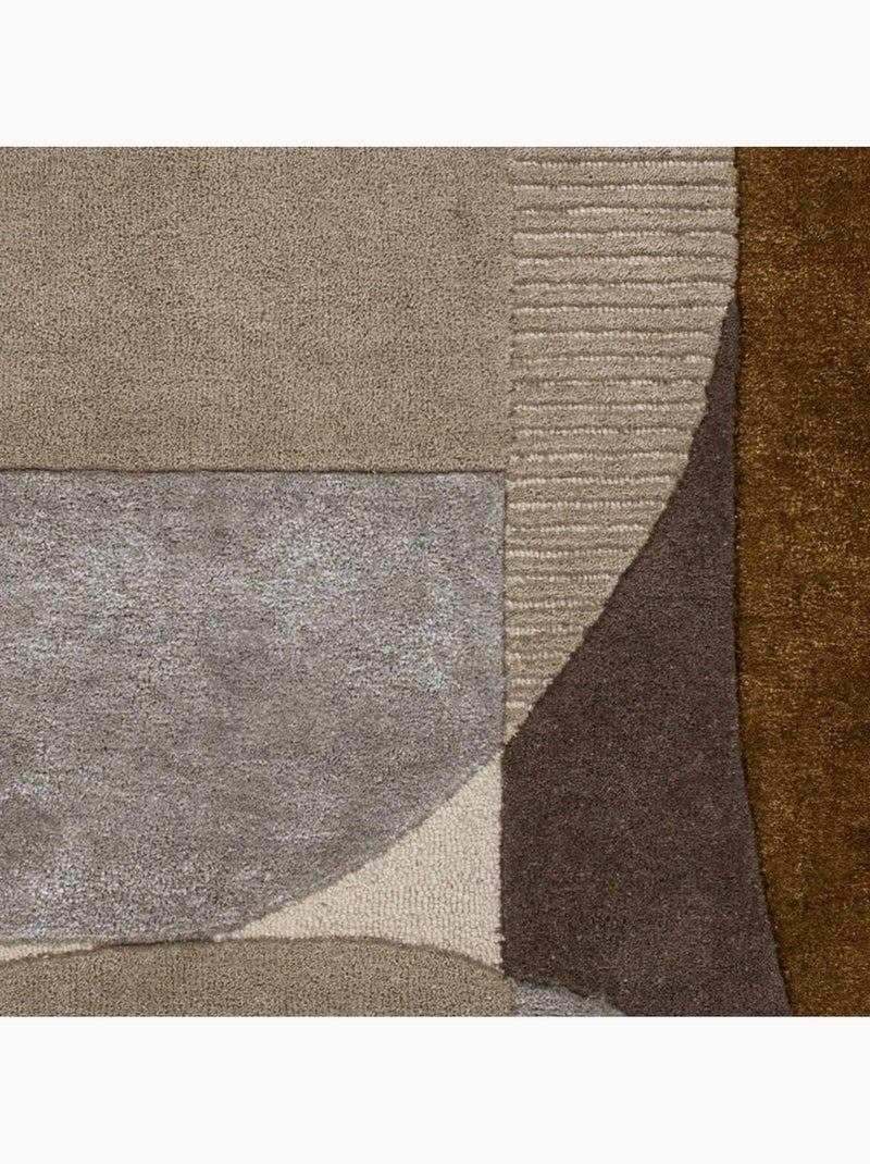 Tapis chambre gabio fait main en laine et viscose, motif contemporain Marron - Kiabi
