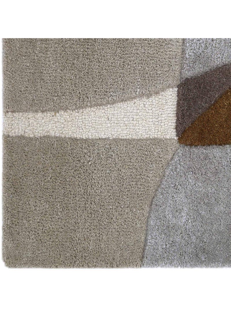 Tapis chambre gabio fait main en laine et viscose, motif contemporain Marron - Kiabi