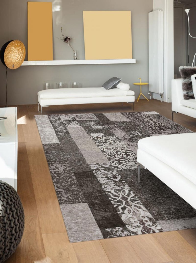 Tapis Chambre tissé en acrylique motif rétro-vintage MARADO Gris - Kiabi