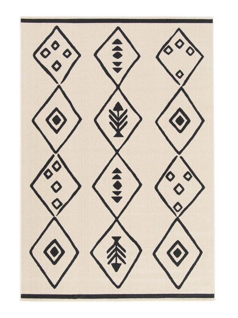 Tapis chambre tissé motif abstrait FLARINE 3 Ecru - Kiabi