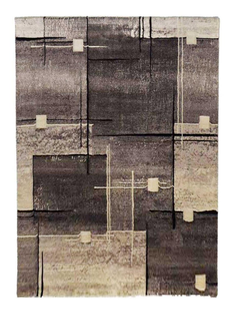 Tapis Chambre tissé motif abstrait NOVA Marron - Kiabi